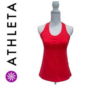Athleta Turbo Charge Workout Tank Top in Neon Coral Size Small